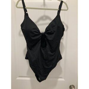 Andie Swim Suit Santorini XXXL One Piece Knot Detail Keyhole Front Black